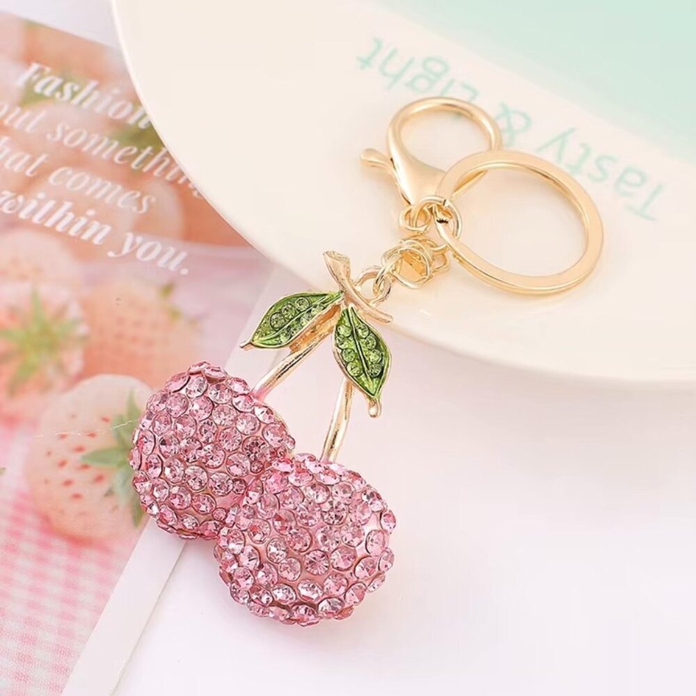 Fruit Cherry Key Chain Gold Tone NEW